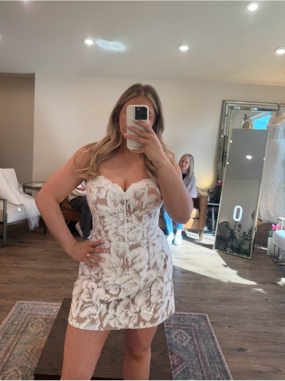 White Lace Strapless Mini Corset Dress Bridal Reception or Bachelorette